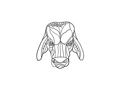 Brahma Bull Head Mosaic Black and White abstract beef brahma brahma bull bull cattle cow low polygon mosaic