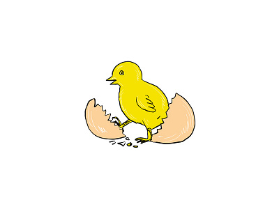 Chick Hatching Inside Egg Drawing