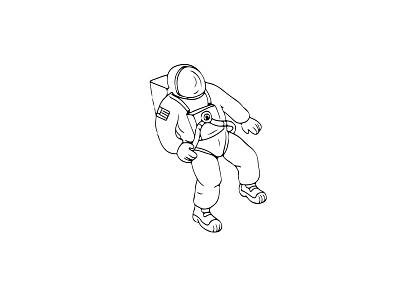 Astronaut Floating in Space Drawing