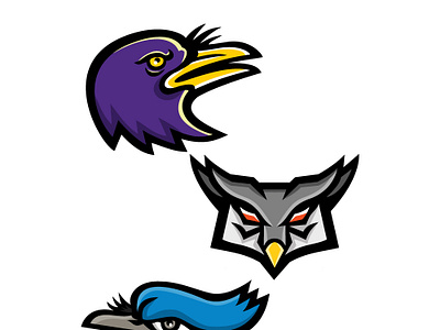 American Birds Sports Mascot Collection american bird american crow blue jay crow great horned owl horned owl magpie mascot owl raven