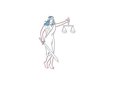 Lady Justice Holding Sword and Balance Neon Sign