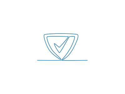 Shield With Check Mark Continuous Line