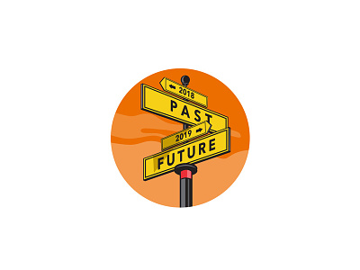 Past 2018 and Future 2019 Signpost Retro 2018 2018 past 2019 2019 future direction directional guidance icon intersection milestone post retro road road map road sign sign sign post signpost