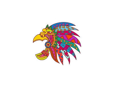 Ancient Aztec Headdress Drawing Color