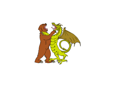Chinese Dragon Fighting Grizzly Bear Drawing Color battling bear chinese dragon combative doodle dragon drawing fighting grizzlies grizzly bear jingoistic jousting quarrelsome sparring wrestling