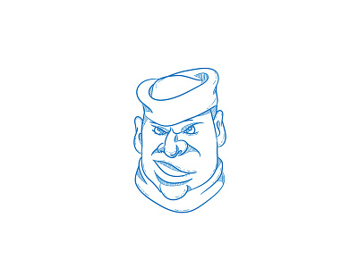 Angry Sailorman Head Cartoon aggressive angry caricature cartoon drawing ensign guy hand drawn handmade hat male man mariner navy sailor sailor cap sailorman seafarer seaman white