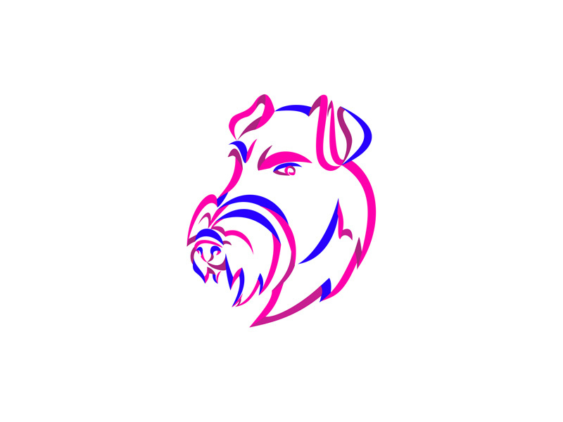 Manchester Terrier Ribbon Art curl twist twisted isolated illustration artwork art line free-flowing aggressive angry pet breed smooth-haired terrier canine dog terrier manchester terrier ribbon art ribbon