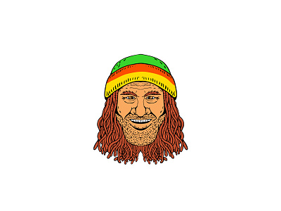 Rastafarian Head Front Drawing Color abrahamic religion beanie braiding hair doodle drawing dreadlocks dreads dude guy headwear jamaica knit cap locs man matting rastafari rastafarian rastafarianism seamed cap toque