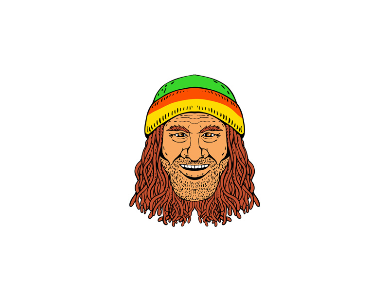 Rastafarian Head Front Drawing Color By Aloysius Patrimonio