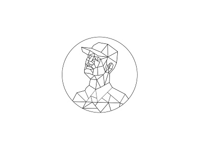 Union Worker Looking Up Low Polygon Black and White 3d abstract artwork baseball cap circle faceted geometric graphic illustration looking up low poly low polygon male man mosaic oval tradesman union union worker worker