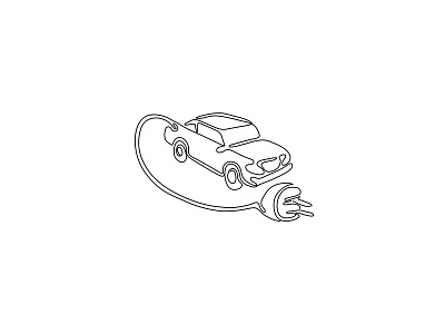 Electric Vehicle Charging Continuous Line automobile charge charging cable continuous line doodle drawing electric electric car electric vehicle electricity energy environment future green modern plug power technology transport transportation