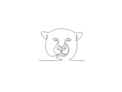 Cheetah Continuous Line Black and White big cat cat cheetah continuous line feline head jaguar leopard line art line drawing line weight line work mono line mono weight monoline panther single thickness single weight line art unbroken wire look