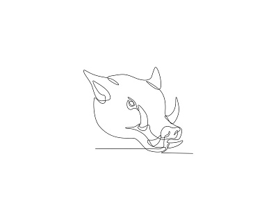 Wild Pig Head Continuous Line boar continuous line head hog line art line drawing line weight mono line mono weight monoline pig razorback single thickness single weight line art swine tusk unbroken wild boar wild pig wire look