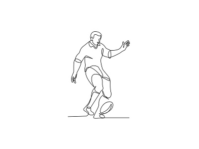 Rugby Player Kicking Ball Continuous Line ball continuous line field goal kick kick off kicking line drawing mono line mono weight monoline player punt punting rugby rugby league rugby player rugby union sports unbroken wire look
