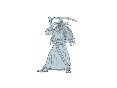 Ankou Henchman of Death With Scythe Drawing