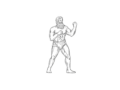 Bearded Boxer Fighting Stance Drawing Black and White beard bearded boxer boxing doodle drawing facial hair fight fighter fighting fist heracles hercules muscle muscular prize fighter pugilist roman hero sportsman vintage boxer
