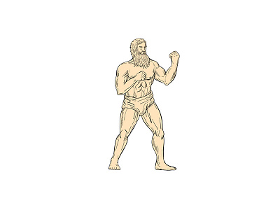 Hercules In Boxer Fighting Stance Drawing Color