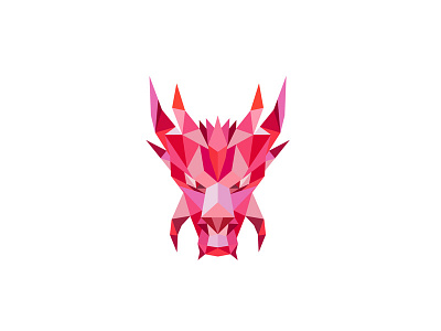 Dragon Head Front Low Polygon Style