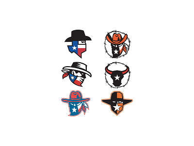 Texas Outlaw Mascot Collection american bandit bull cow flag head highwayman icon lone star lone star state longhorn man mascot maverick outlaw star texan texan outlaw texas texas longhorn bull