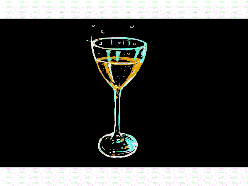 Champagne Glass Bubble Drawing 2D Animation