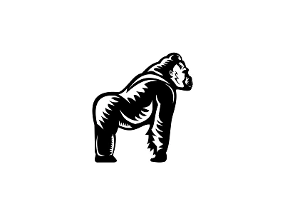 Silverback Gorilla Side View Woodcut ape eastern gorillas engraving etching gorilla herbivorous ape knuckles linocut monkey primate print retro side silver back silverback gorilla simian stencil western gorillas woodblock woodcut