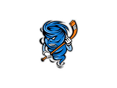 Tornado Ice Hockey Player Mascot air blizzard character cyclone hockey hockey stick hurricane ice hockey icon mascot monsoon player retro rotating sign storm symbol tornado twister wind