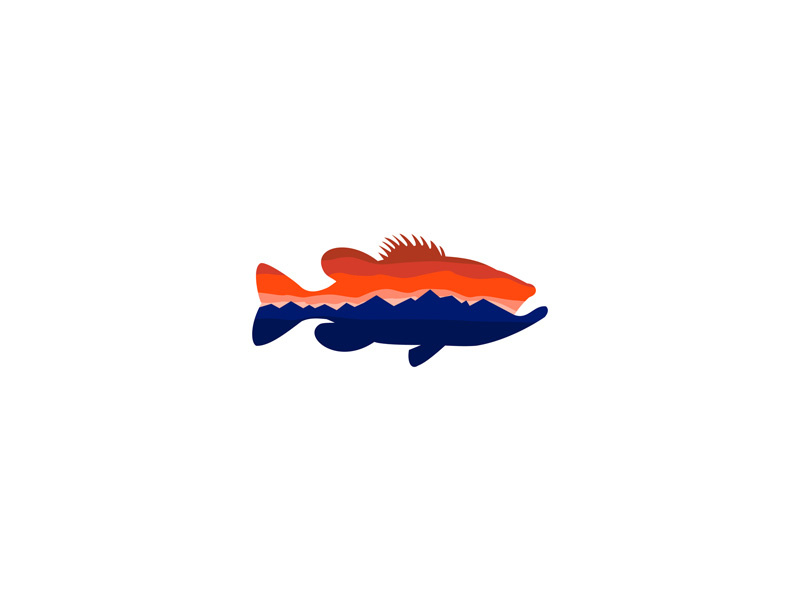 Largemouth Bass Mountains Silhouette Retro revivalism revival past vintage inspired vintage mascot centrarchidae freshwater gamefish carnivorous horizon mount hill sky mountains gamefish black bass largemouth bass silhouette icon retro