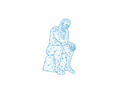 Future Man Thinking Nodes abstract future man intelligent low polygon male man mosaic nodal nodes pondering rational judgement sitting statue studious study studying think thinker thinking thoughts