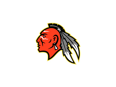 Mohawk Brave Warrior Head Side Mascot