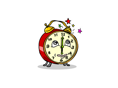 Traditional Alarm Clock Waking Up Cartoon