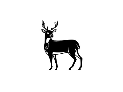 Whitetail Deer Side View Woodcut