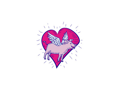 Pig With Wings Flying Heart Doodle adynaton animal boar domestic pig doodle doodle art doodling flight fly flying hog impossibility pig sarcastic side sow swine wing winged wings