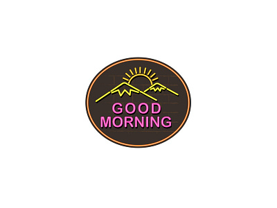 Good Morning Neon Sign 1980s style 1990s art bright day glow glowing icon light morning mountain neon neon light neon sign new retro rise rising sign sun