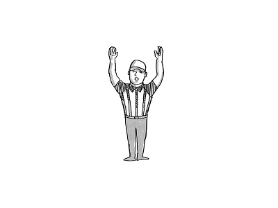 American Football Official Cartoon Black and White athlete ball caricature cartoon defensive drawing gridiron helmet line judge offensive official player quarterback referee signal snap umpire