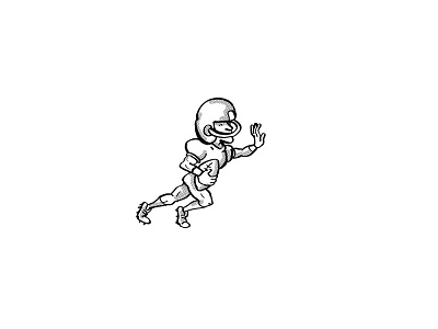 American Football Player Cartoon Black and White athlete ball caricature cartoon defensive dots drawing gridiron halftone dots hand drawn helmet offensive player quarterback snap