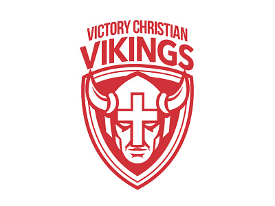 Victory Christian Vikings badge christian cross crest shield viking viking logo