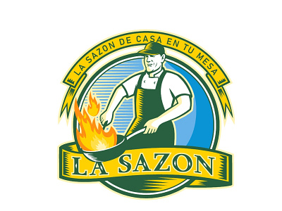La Sazon chef chef cooking cook design illustration logo retro