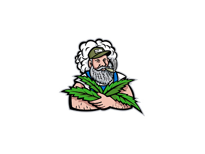 American Hemp Farmer Mascot agriculture cannabaceae cannabis cbd flowering plant hemp hemp farmer leaf mascot organic farmer smoking