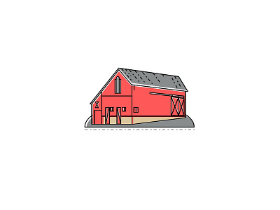 Red Farmhouse Barn Mono Line