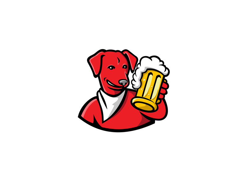 Red English Lab Dog Beer Mug Mascot brewery alcohol toasting brew pale pilsen ale mug beer english labrador mascot