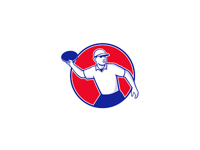 Disc Golf Player Throwing Mascot Circle