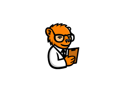Nerdy Bear Scientist Mascot bear chemist chemistry coat icon lab coat mascot nerd nerdy professor research scientist