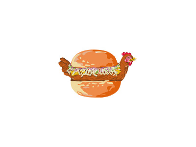 Bird in Bun Sandwich Retro bird bread bun burger cheese chicken filling icon meal poultry retro sandwich