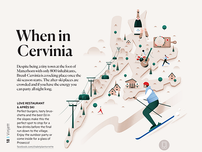 When in Cervinia alps cervinia city editorial flat gradient holiday illustration lifestyle magazine map mountain pastel ski ski lodge texture travel vector wine winter