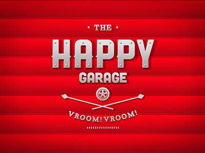 The Happy Garage app automobile car game garage layout location lockup logo masthead typography vehicle