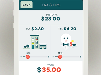 Bill-Splitting App - Tax & Tips app bill design feedback flat icons ios layout meal receipt tax tips ui ux