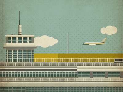 Kallang Airport airplane airport architecture building flat flight illustration illustrator saturated singapore travel vector vintage