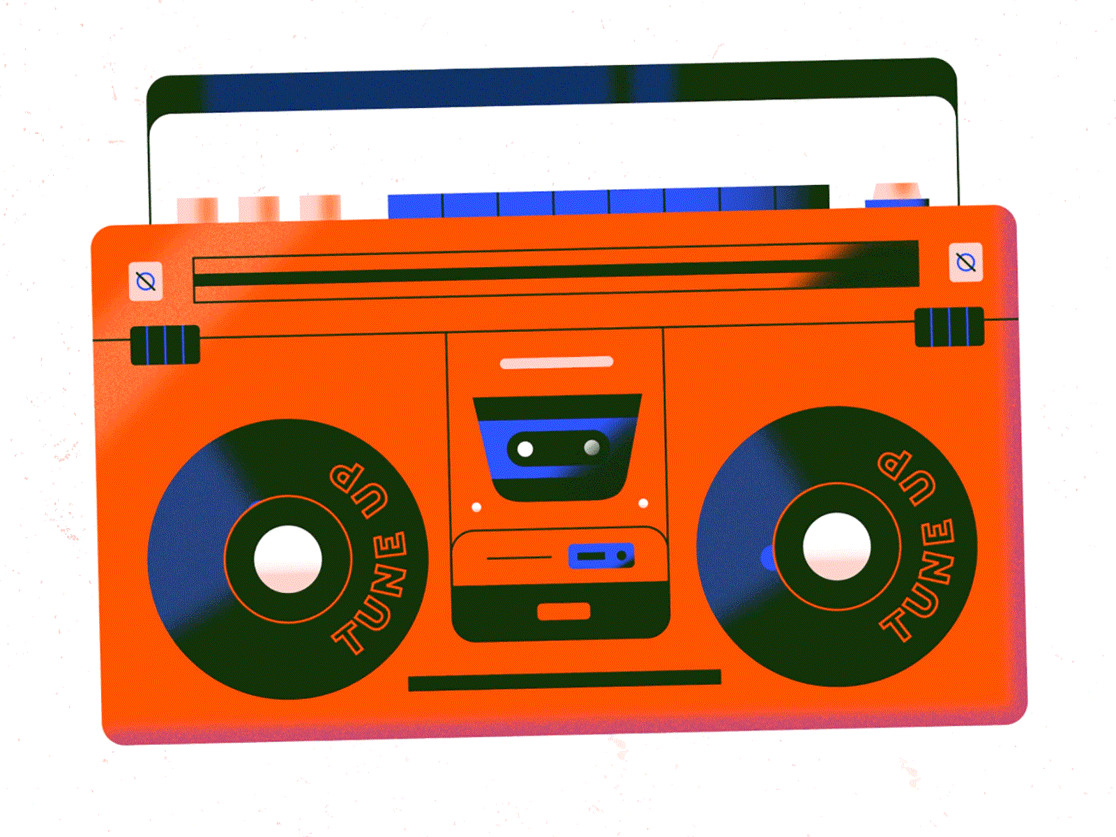 Boombox 2d animation animation boombox casette flat frame by frame gif illustration liquid loop looping minimal motion music music player radio tape texture trail vector