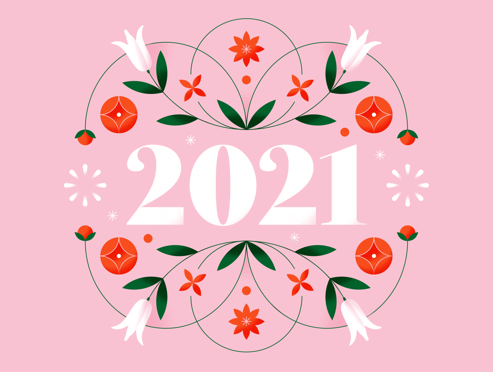 Happy 2021! 2021 design flat floral floral art floral pattern flower gradient illustration lockup masthead pastel pattern pink plant red soft vector