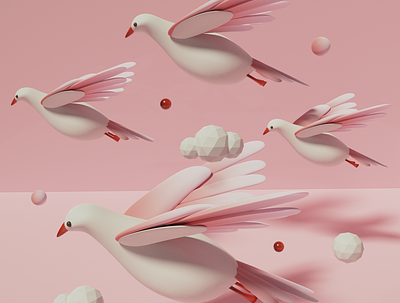 Adobe Aero - The Migration 3d 3d art adobe adobe aero animal ar augmented reality bird blender cloud flying illustration minimal pastel pigeon pink simple soft virtual reality vr